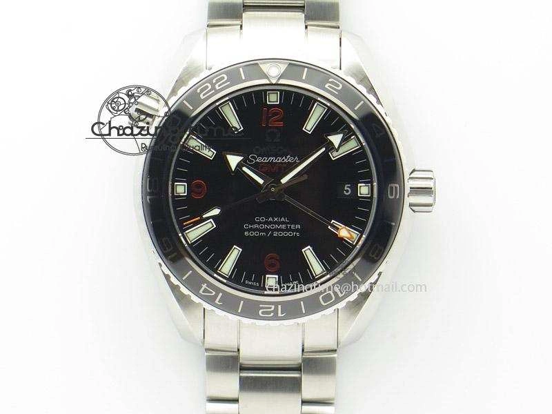 Planet Ocean GMT 42mm V6F Best Edition Black Dial Orange Markers On SS Bracelet A Attractive 8272