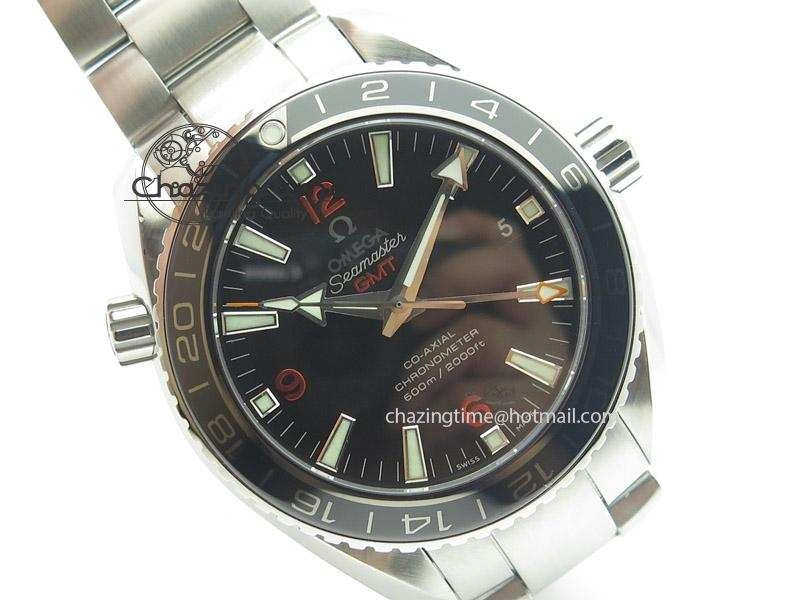 Planet Ocean GMT 42mm V6F Best Edition Black Dial Orange Markers On SS Bracelet A Attractive 8272