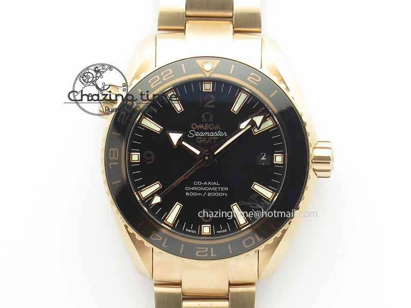 Lightweight Planet Ocean GMT 43.5mm RG V6F 1:1 Best Edition Black Dial On RG Bracelet A 8182