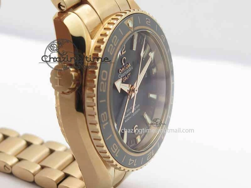 Lightweight Planet Ocean GMT 43.5mm RG V6F 1:1 Best Edition Black Dial On RG Bracelet A 8182