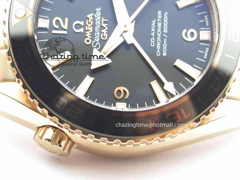 Lightweight Planet Ocean GMT 43.5mm RG V6F 1:1 Best Edition Black Dial On RG Bracelet A 8182