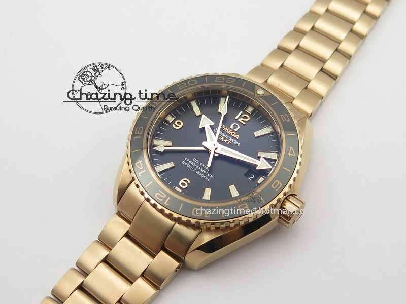 Lightweight Planet Ocean GMT 43.5mm RG V6F 1:1 Best Edition Black Dial On RG Bracelet A 8182
