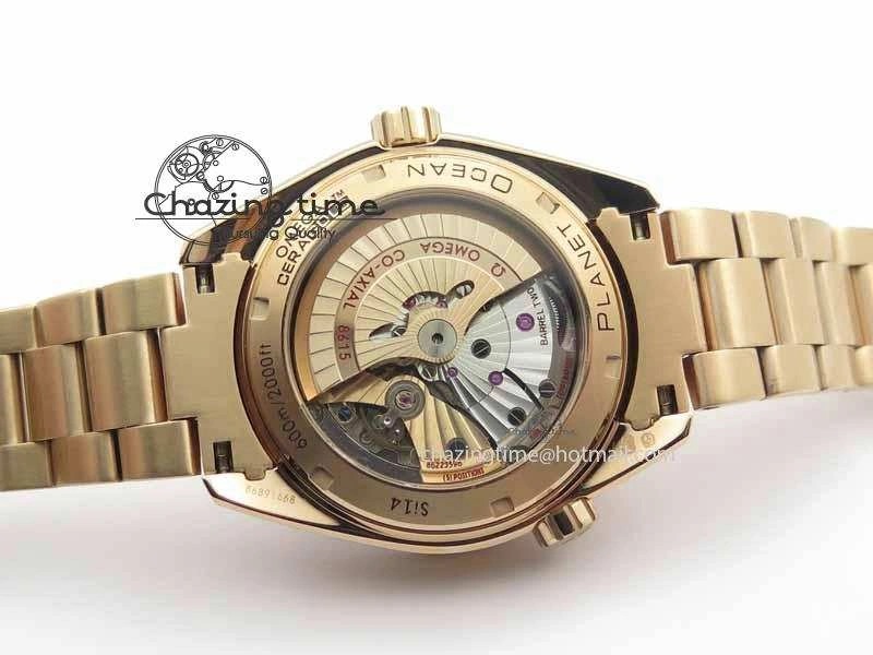 Lightweight Planet Ocean GMT 43.5mm RG V6F 1:1 Best Edition Black Dial On RG Bracelet A 8182
