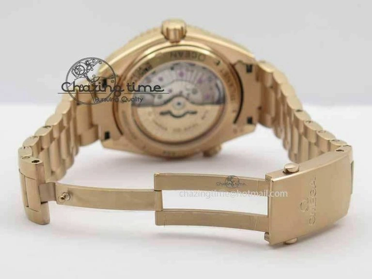 Lightweight Planet Ocean GMT 43.5mm RG V6F 1:1 Best Edition Black Dial On RG Bracelet A 8182