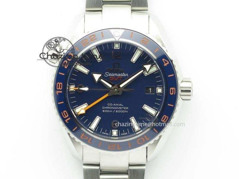 Planet Ocean GMT 43.5mm V6F Goodplanet Orange Marker Blue Dial On SS Bracelet A Lightweight 8215