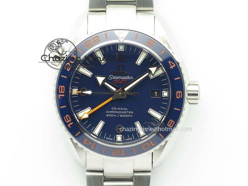Planet Ocean GMT 43.5mm V6F Goodplanet Orange Marker Blue Dial On SS Bracelet A Lightweight 8215