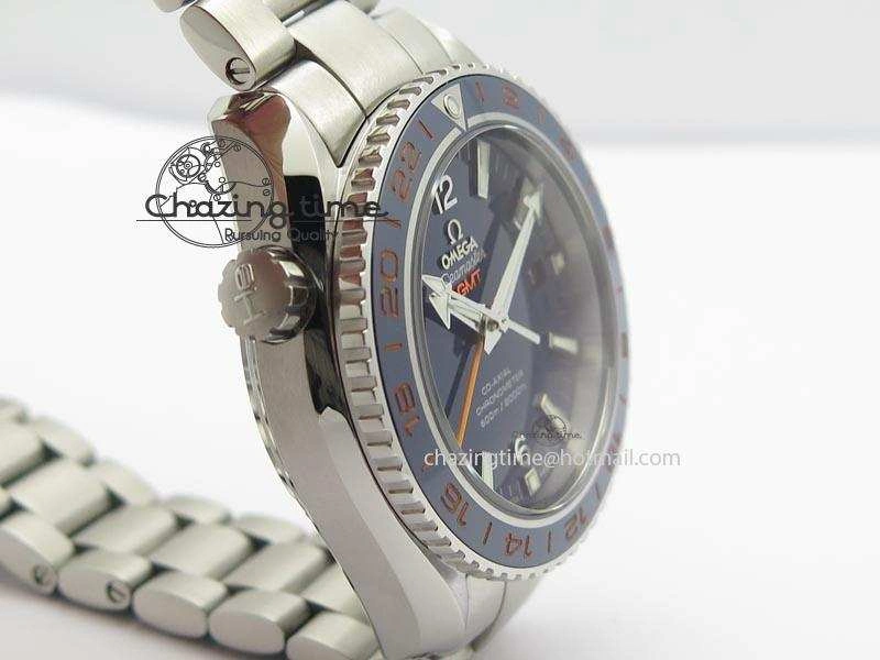 Planet Ocean GMT 43.5mm V6F Goodplanet Orange Marker Blue Dial On SS Bracelet A Lightweight 8215