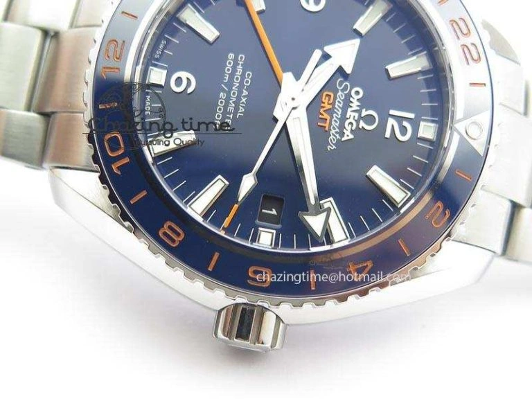Planet Ocean GMT 43.5mm V6F Goodplanet Orange Marker Blue Dial On SS Bracelet A Lightweight 8215