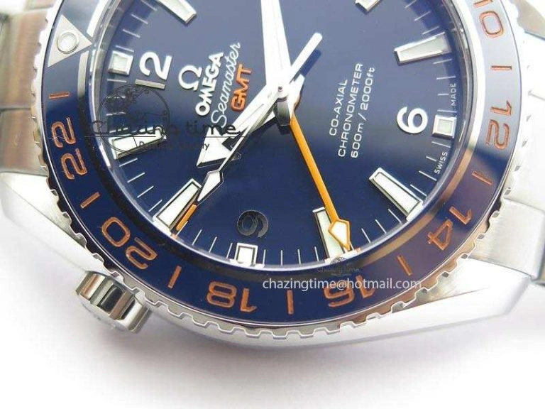 Planet Ocean GMT 43.5mm V6F Goodplanet Orange Marker Blue Dial On SS Bracelet A Lightweight 8215