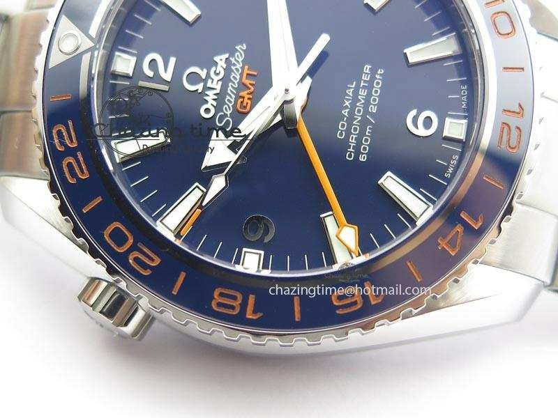 Planet Ocean GMT 43.5mm V6F Goodplanet Orange Marker Blue Dial On SS Bracelet A Lightweight 8215