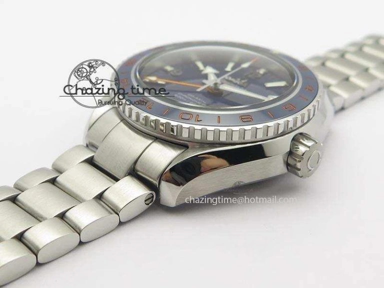 Planet Ocean GMT 43.5mm V6F Goodplanet Orange Marker Blue Dial On SS Bracelet A Lightweight 8215