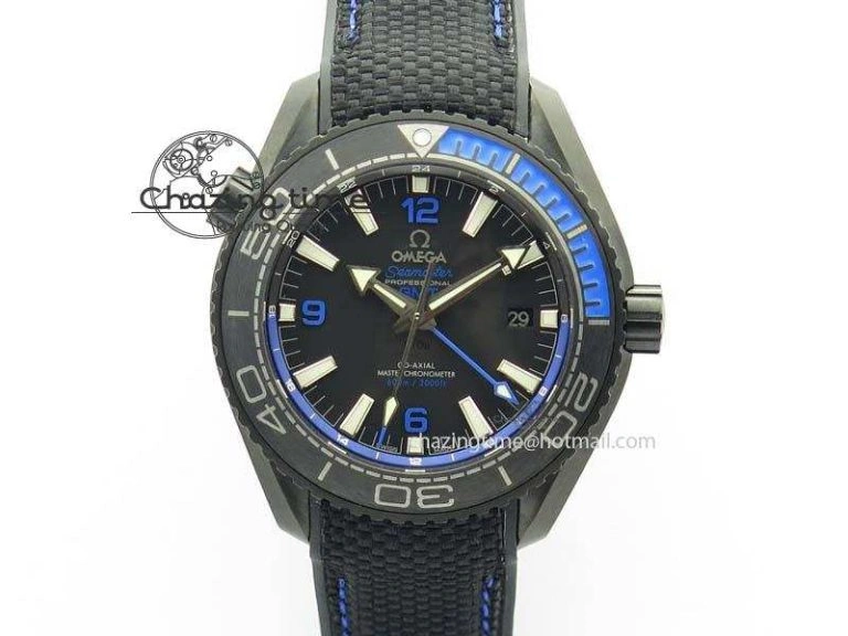 Planet Ocean GMT 45mm DLC Blue JHF Best Edition Black Dial On Rubber Strap A Refined 8199