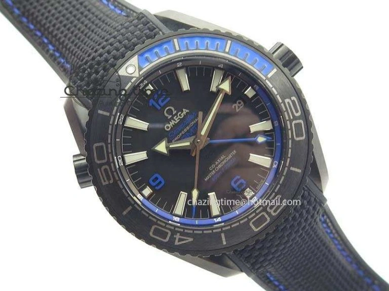 Planet Ocean GMT 45mm DLC Blue JHF Best Edition Black Dial On Rubber Strap A Refined 8199