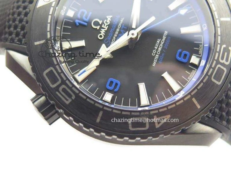 Planet Ocean GMT 45mm DLC Blue JHF Best Edition Black Dial On Rubber Strap A Refined 8199