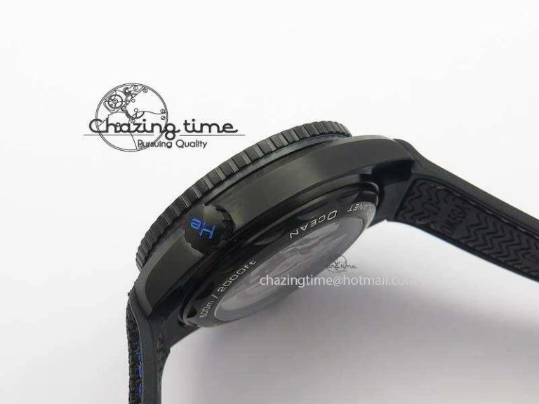 Planet Ocean GMT 45mm DLC Blue JHF Best Edition Black Dial On Rubber Strap A Refined 8199