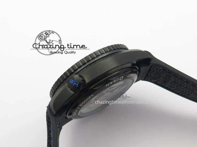 Planet Ocean GMT 45mm DLC Blue JHF Best Edition Black Dial On Rubber Strap A Refined 8199