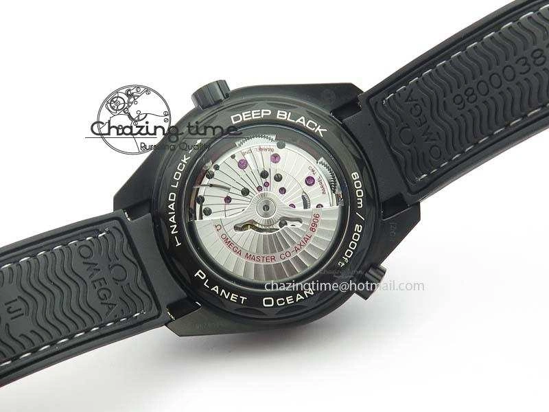 Planet Ocean GMT 45mm DLC Blue JHF Best Edition Black Dial On Rubber Strap A Refined 8199
