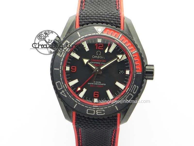 Planet Ocean GMT 45mm DLC Red JHF Best Edition Black Dial On Rubber Strap A Seasonal 8200