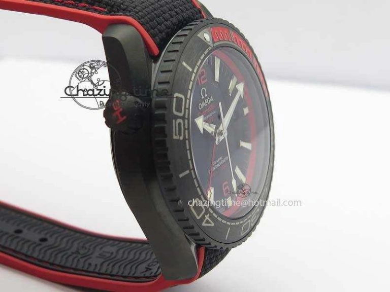 Planet Ocean GMT 45mm DLC Red JHF Best Edition Black Dial On Rubber Strap A Seasonal 8200