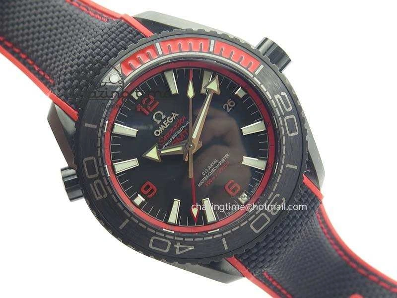 Planet Ocean GMT 45mm DLC Red JHF Best Edition Black Dial On Rubber Strap A Seasonal 8200
