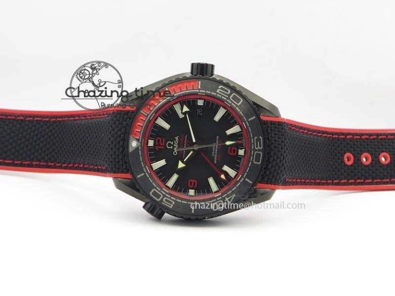 Planet Ocean GMT 45mm DLC Red JHF Best Edition Black Dial On Rubber Strap A Seasonal 8200