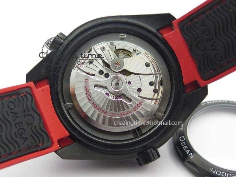 Planet Ocean GMT 45mm DLC Red JHF Best Edition Black Dial On Rubber Strap A Seasonal 8200