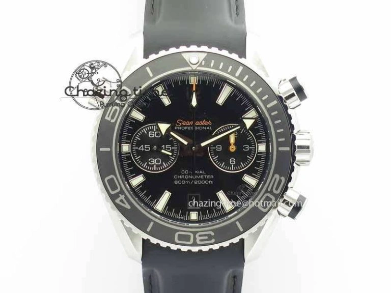Planet Ocean Master Chrono 45mm SS OM 1:1 Best Edition Black Dial On Black Rubber Strap A Comfortable 8171