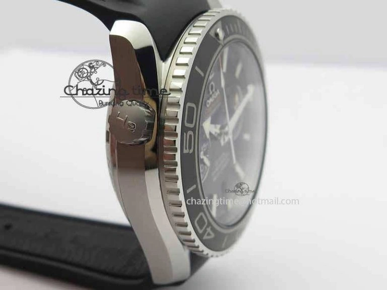 Planet Ocean Master Chrono 45mm SS OM 1:1 Best Edition Black Dial On Black Rubber Strap A Comfortable 8171