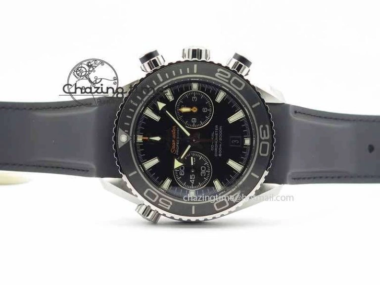 Planet Ocean Master Chrono 45mm SS OM 1:1 Best Edition Black Dial On Black Rubber Strap A Comfortable 8171