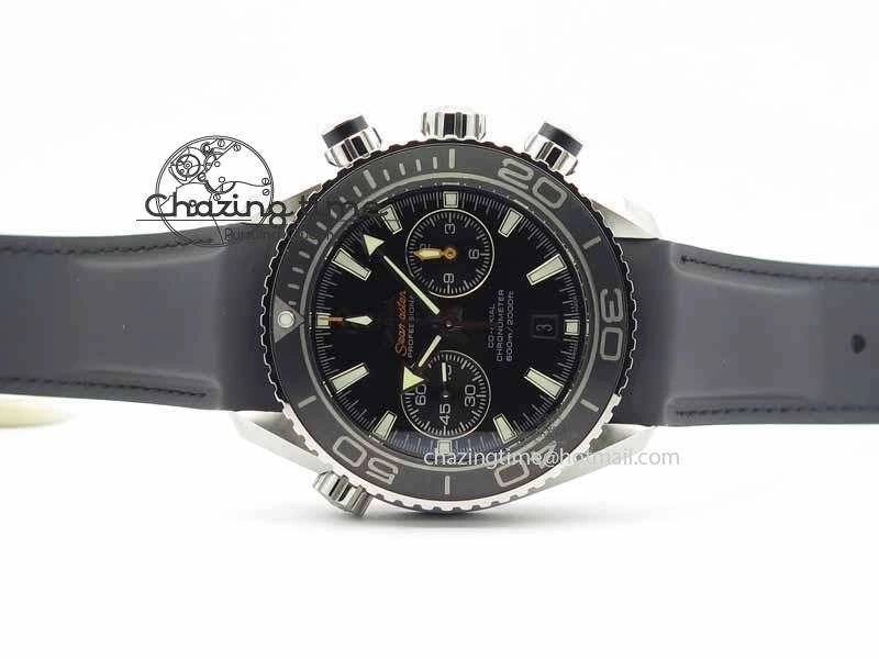 Planet Ocean Master Chrono 45mm SS OM 1:1 Best Edition Black Dial On Black Rubber Strap A Comfortable 8171