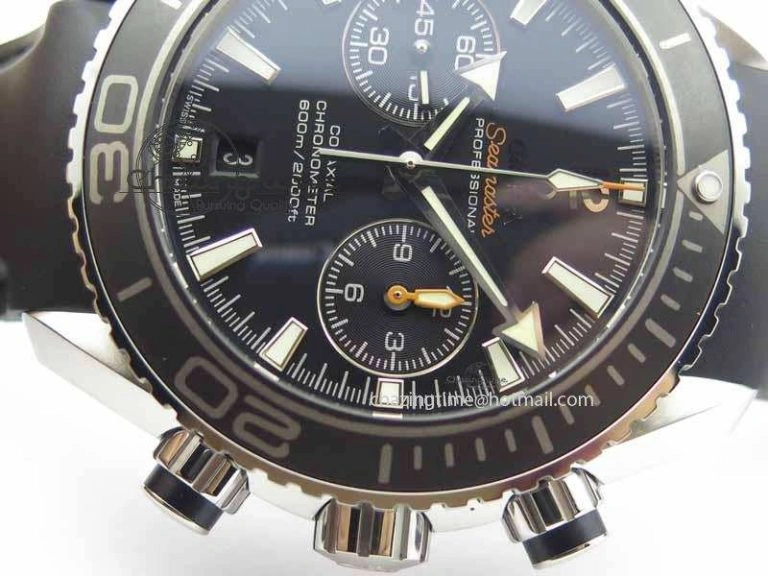 Planet Ocean Master Chrono 45mm SS OM 1:1 Best Edition Black Dial On Black Rubber Strap A Comfortable 8171