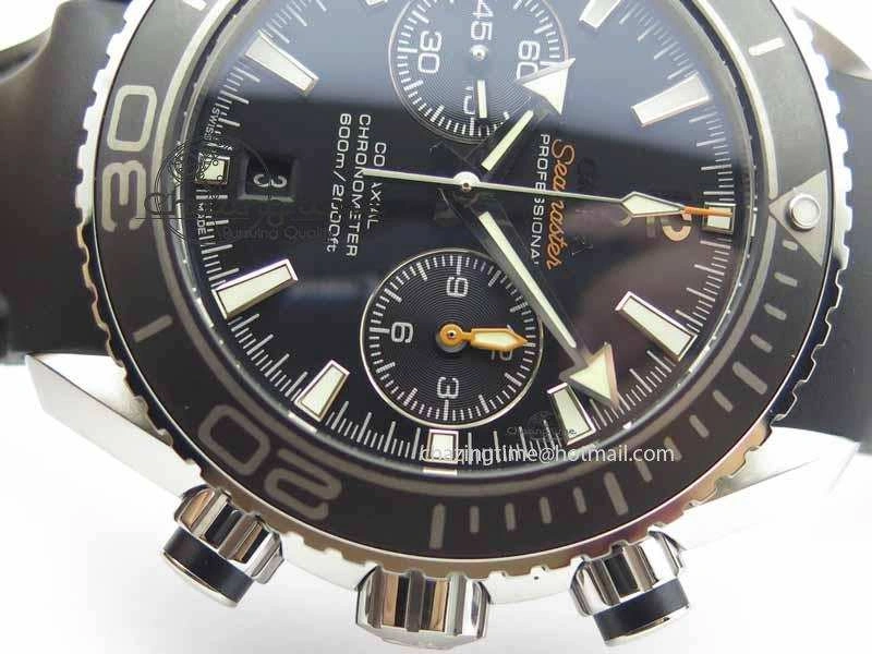 Planet Ocean Master Chrono 45mm SS OM 1:1 Best Edition Black Dial On Black Rubber Strap A Comfortable 8171