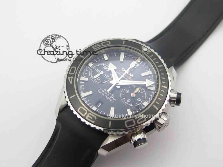 Planet Ocean Master Chrono 45mm SS OM 1:1 Best Edition Black Dial On Black Rubber Strap A Comfortable 8171