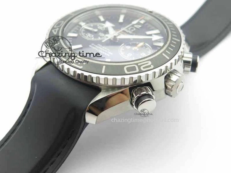 Planet Ocean Master Chrono 45mm SS OM 1:1 Best Edition Black Dial On Black Rubber Strap A Comfortable 8171