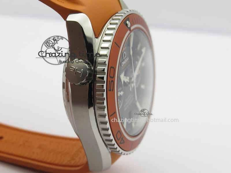 Planet Ocean Master Chrono 45mm SS OM 1:1 Best Edition Black Dial On Orange Rubber Strap A Sleek 8170