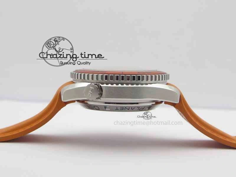 Planet Ocean Master Chrono 45mm SS OM 1:1 Best Edition Black Dial On Orange Rubber Strap A Sleek 8170
