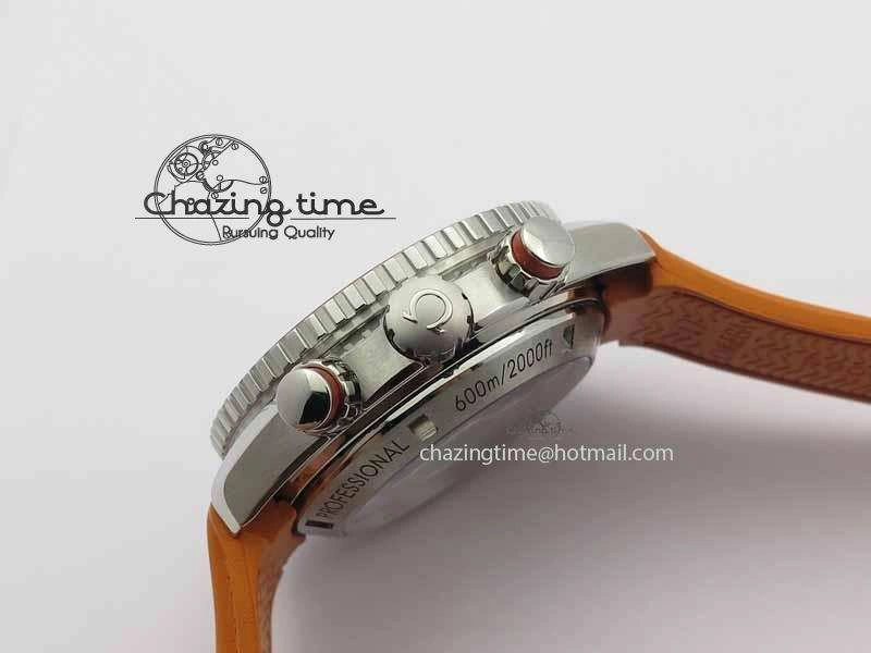 Planet Ocean Master Chrono 45mm SS OM 1:1 Best Edition Black Dial On Orange Rubber Strap A Sleek 8170