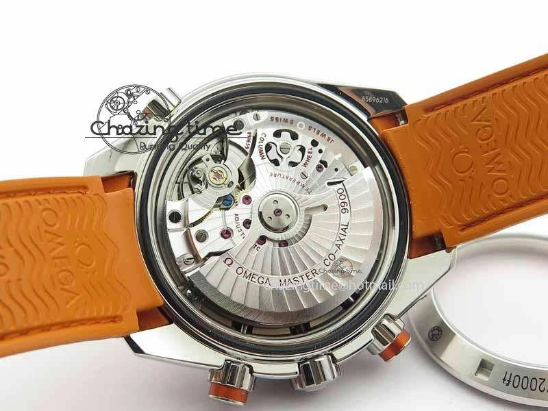 Planet Ocean Master Chrono 45mm SS OM 1:1 Best Edition Black Dial On Orange Rubber Strap A Sleek 8170