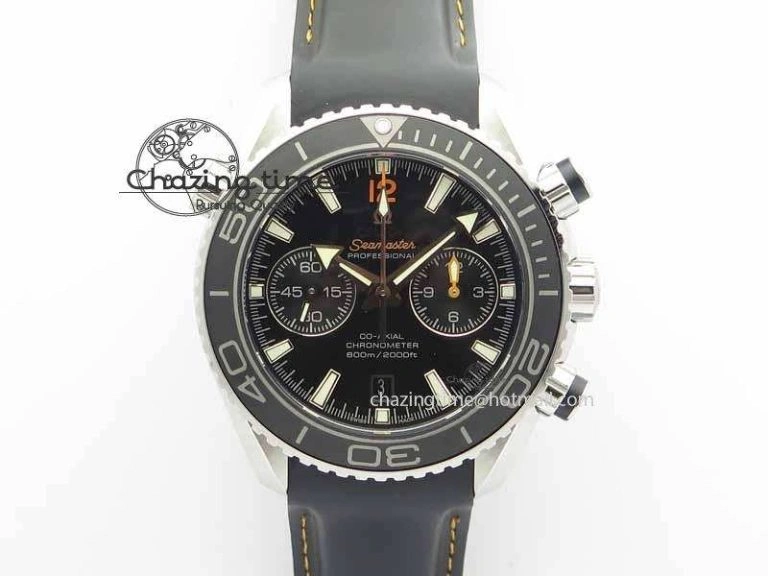Planet Ocean Master Chrono 45mm SS OM 1:1 Best Edition Black Dial Orange 12 On Rubber Strap A ZeroBulk 8169
