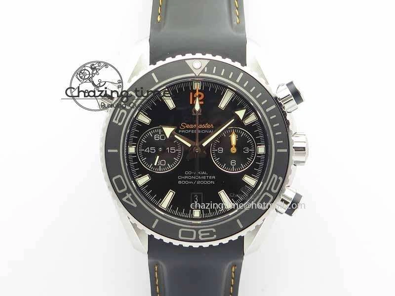 Planet Ocean Master Chrono 45mm SS OM 1:1 Best Edition Black Dial Orange 12 On Rubber Strap A ZeroBulk 8169