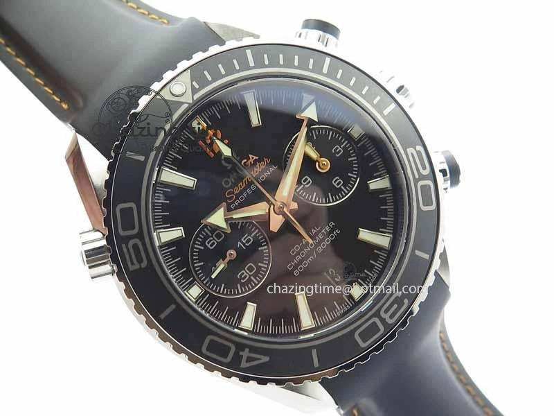 Planet Ocean Master Chrono 45mm SS OM 1:1 Best Edition Black Dial Orange 12 On Rubber Strap A ZeroBulk 8169