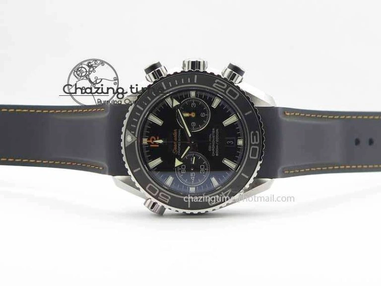Planet Ocean Master Chrono 45mm SS OM 1:1 Best Edition Black Dial Orange 12 On Rubber Strap A ZeroBulk 8169