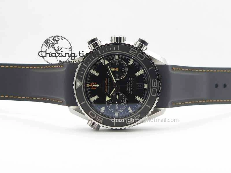 Planet Ocean Master Chrono 45mm SS OM 1:1 Best Edition Black Dial Orange 12 On Rubber Strap A ZeroBulk 8169