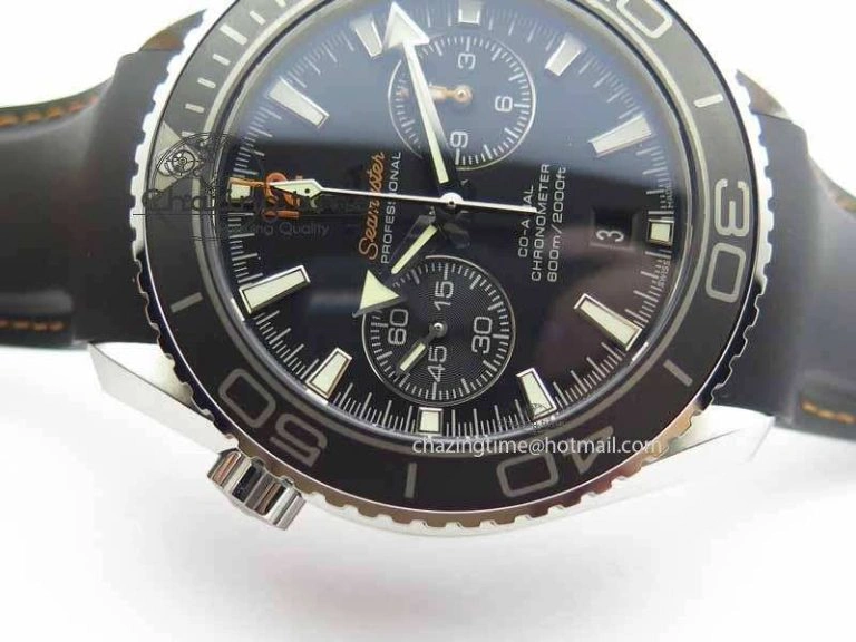 Planet Ocean Master Chrono 45mm SS OM 1:1 Best Edition Black Dial Orange 12 On Rubber Strap A ZeroBulk 8169