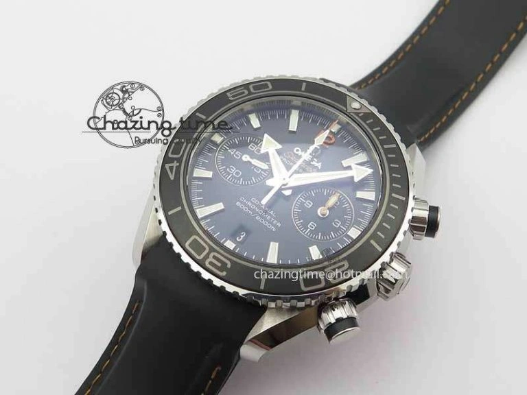 Planet Ocean Master Chrono 45mm SS OM 1:1 Best Edition Black Dial Orange 12 On Rubber Strap A ZeroBulk 8169