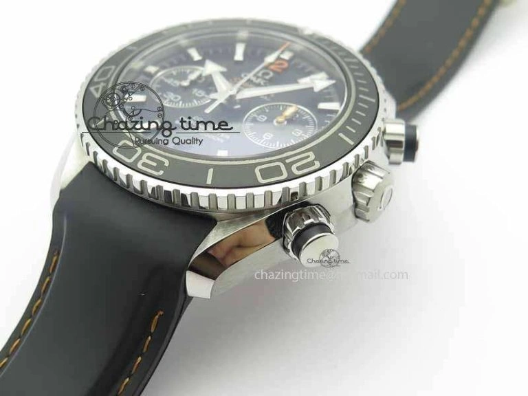 Planet Ocean Master Chrono 45mm SS OM 1:1 Best Edition Black Dial Orange 12 On Rubber Strap A ZeroBulk 8169