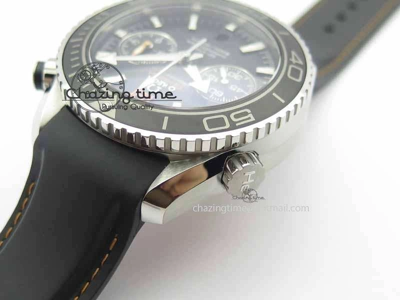 Planet Ocean Master Chrono 45mm SS OM 1:1 Best Edition Black Dial Orange 12 On Rubber Strap A ZeroBulk 8169