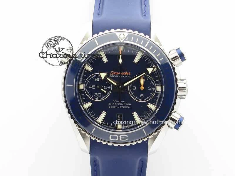 OdorResistant Planet Ocean Master Chrono 45mm SS OM 1:1 Best Edition Blue Dial On Blue Rubber Strap A 8172
