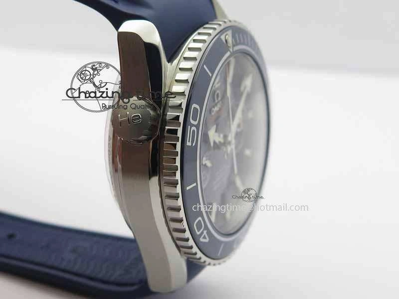 OdorResistant Planet Ocean Master Chrono 45mm SS OM 1:1 Best Edition Blue Dial On Blue Rubber Strap A 8172