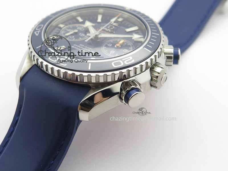 OdorResistant Planet Ocean Master Chrono 45mm SS OM 1:1 Best Edition Blue Dial On Blue Rubber Strap A 8172